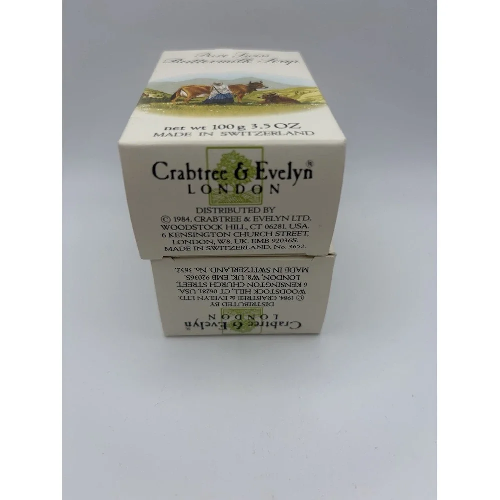 (2) VINTAGE CRABTREE & EVELYN Pure Swiss Buttermilk Soap 3.5oz bar 100g NIB